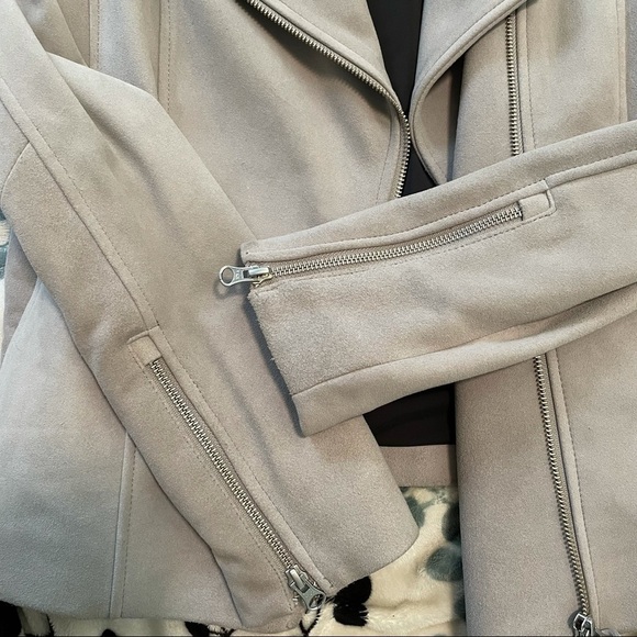 MACKAGE Cleo Grey Suede Leather Moto Biker Zip Jacket Small - Picture 10 of 12
